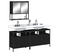 Teenpull Juego de muebles de baño de madera para colgar 3 piezas, color negro, para cuarto de baño, con armario con espejo, 80/60 x 30 x 60 cm