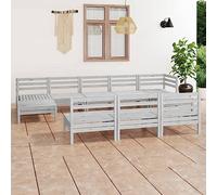 Teenpull Juego de Muebles de jardín 10 Piezas Madera Maciza Pino Blanco Conjunto Exterior terraza Patio Comedor sofá Modular rinconera Mesa reposapiés para Descanso y Ocio