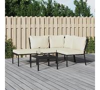Teenpull Juego de Muebles de jardín 5 Piezas Acero con Cojines Color Arena Conjunto Exterior terraza Patio Comedor sofá Mesa Silla Resistente para Descanso y Ocio en Porche y Piscina
