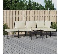 Teenpull Juego de Muebles de jardín 6 Piezas Acero con Cojines Color Arena para terraza y Patio, Conjunto Exterior con Mesa, sofá, sillón y reposapiés para Descanso y Ocio al Aire Libre