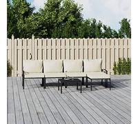 Teenpull Juego de Muebles de jardín 6 Piezas Acero con Cojines Color Arena para terraza y Patio, Incluye Mesa, sillones y reposapiés, diseño Resistente para Comedor Exterior y Zona de Ocio
