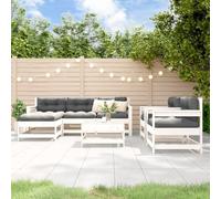 Teenpull Juego de Muebles de jardín 7 Piezas Madera Maciza de Pino Blanco con sofás rinconeros, sillones, reposapiés para terraza, Patio o balcón
