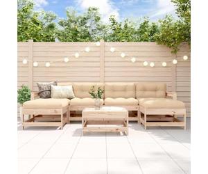 Teenpull Juego de Muebles de jardín 7 Piezas Madera Maciza de Pino, Conjunto Exterior Modular con sofás rinconeros, mesas y reposapiés para terraza, Patio, balcón, Ideal para Descanso y reunión