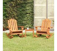 Teenpull Juego de Muebles de jardín Adirondack Madera Acacia 3 Piezas 2 sillas mecedoras y Mesa Centro para terraza Patio Exterior con diseño cómodo y Resistente para Ocio y Descanso
