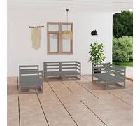 Teenpull Juego de Muebles de jardín Gris de Madera Maciza de Pino, 6 Piezas con sofás rinconeros 70 x 70 x 67 cm para terraza, Patio y Porche, Resistente y Modular para Ocio y Descanso