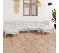 Teenpull Juego de Muebles de jardín Madera Maciza de Pino Blanco Conjunto Exterior 6 Piezas sofá rinconera Modular Mesa reposapiés para terraza Patio balcón Descanso reunión Ocio