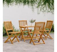 Teenpull Juego de muebles de jardín plegable de madera maciza de acacia, juego de muebles de exterior para balcón y terraza, mesa plegable con 4 sillas para jardín y patio, juego de bistró duradero