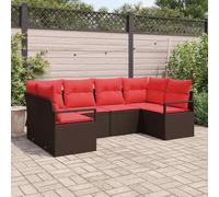 Teenpull Juego de sofá Modular de Rattan marrón con Cojines de poliéster para jardín y terraza, 6 Piezas Resistentes a la Intemperie, Ligero y cómodo para Patio, balcón y Porche en Verano