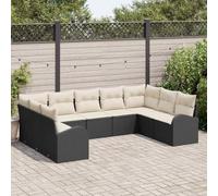 Teenpull Juego de sofá Modular de Rattan Negro con Cojines de poliéster para jardín terraza Patio Exterior, 9 plazas, Resistente a la Intemperie y Rayos UV