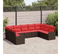 Teenpull Juego de sofá Modular marrón de Rattan de poliéster para jardín y terraza con Cojines, Resistente a la Intemperie y Rayos UV, Ideal para reuniones y Descanso al Aire Libre