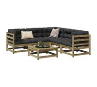 Teenpull Juego de sofás de jardín 6 Piezas Madera de Pino impregnada Resistente para terraza Patio balcón con diseño Modular y reposapiés Ideal para Comedor Exterior y Zonas de Ocio