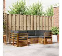 Teenpull Juego de sofás esquineros con cojines 6 piezas de madera maciza de acacia en color natural y antracita, 245 x 126,5 x 73 cm, muebles modernos para salón, comedor, oficina y salón