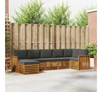 Teenpull Juego de sofás esquineros de 7 piezas de madera maciza de acacia natural y antracita, con conjunto de asientos para salón y comedor, diseño moderno, resistente a la intemperie, incluye