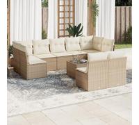 Teenpull Juego de sofás jardín Modular ratán sintético Beige con Cojines desenfundables y almacenaje, 10 Piezas para terraza, Patio, balcón y Comedor Exterior, Resistente y fácil de Limpiar