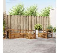 Teenpull Juegos de sofás 7 pcs en Madera de Acacia sólida Natural, Conjunto Modular para jardín terraza hogar, diseño Resistente a la Intemperie, fácil Mantenimiento y Comodidad Adaptable