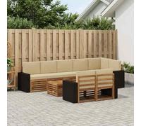 Teenpull Juegos de sofás de Madera de Acacia sólida para Exterior, diseño Modular Adaptable, Textura Natural y fácil Mantenimiento, Ideal para jardín, terraza y Sala de Estar