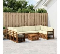Teenpull Juegos de sofás de Madera de Acacia sólida para Exteriores, diseño Modular y listonado, Conjunto para jardín, terraza y Patio, Asiento ventilado con reposabrazos
