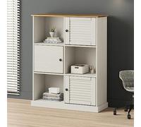 Teenpull Librería VIGO Blanco de madera maciza de pino 90 x 35 x 114,5 cm con 6 compartimentos, estantería de pie y almacenamiento para oficina, salón, estudio, ideal como separador de habitaciones y