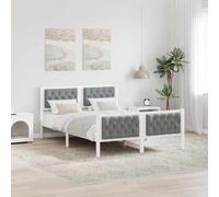 Teenpull Light Gray Bed Frame with Upholstered Headboard Solid Pine Wood, slatted Support, 150 x 200 cm King Size, 200 kg Load Capacity, Easy Assembly for Bedroom Comfort and Daily Rest