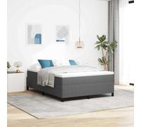 Teenpull Light Gray Box Spring Bed 140 x 200 cm, Velvet Upholstery, Solid Pine Wood Frame, Fixed Slat Support, Modern Bedroom Platform for Two Adults, Indoor Use, Durable 203 x 143 x 35 cm