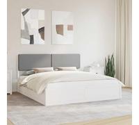 Teenpull Light Gray Upholstered Bed Frame with Headboard, Solid Pine Wood Structure, Platform slats, no Box Spring Needed, Super King 180 x 200 cm, Easy Assembly for Bedroom Comfort