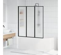 Teenpull Mampara de ducha de color negro con marco de aluminio y polipropileno, 132 x 2 x 140 cm, plegable, ahorra espacio, versátil, superficie mate para baño moderno