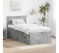 Teenpull Manual Sofa Bed with Storage Drawer, Concrete Gray and Black, Engineered Wood, 70 x 190 cm, 6 Drawers, Adjustable headboard, Indoor Use, Space Saving for Bedroom and Guest Room