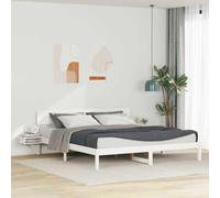 Teenpull Marco de cama con cabecero blanco de pino macizo de 180 x 200 cm Super King Size con somier de láminas para dormitorio, habitación de invitados, cama de madera de fácil montaje