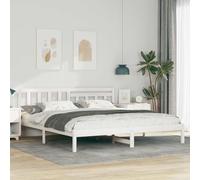 Teenpull Marco de cama con cabecero blanco de pino macizo de 180 x 200 cm Super King Size Somier cama dormitorio estable y fácil de montar para dormir tranquilo