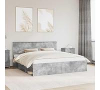 Teenpull Marco de cama con cabecero de hormigón, 180 x 200 cm, estructura de madera moderna, tamaño Super King Size con somier estable y duradero para dormitorios y habitaciones de invitados
