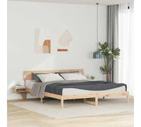 Teenpull Marco de cama con cabecero marrón de pino macizo de 180 x 200 cm Super King Size con somier de láminas de madera para dormitorio o habitación de invitados, fácil montaje y construcción
