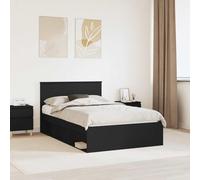 Teenpull Marco de cama con cabecero negro 120 x 190 cm madera moderna cama doble con somier para dormitorio y habitación de invitados construcción estable duradera