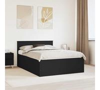 Teenpull Marco de cama con cabecero negro de madera de 140 x 190 cm, moderno mueble de dormitorio para salón comedor con marco resistente y diseño elegante