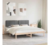 Teenpull Marco de cama con cabecero tapizado gris oscuro de pino macizo de 180 x 200 cm, tamaño Super King Size Somier de láminas sin somier de madera resistente para dormitorio y habitación de