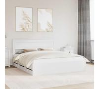 Teenpull Marco de cama con cajones blanco de madera de ingenieros, 180 x 200 cm, material de madera estable, 6 cajones de almacenamiento, muebles de dormitorio modernos independientes, fácil montaje y