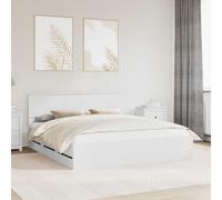 Teenpull Marco de cama con cajones, color blanco, 180 x 200 cm, juego de muebles de dormitorio moderno con espacio de almacenamiento y somier de láminas para salón comedor