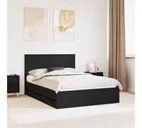 Teenpull Marco de cama con cajones, color negro, de madera, 140 x 190 cm, cama doble con somier y espacio de almacenamiento para dormitorio, habitación de invitados, habitación juvenil