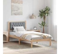 Teenpull Marco de cama de madera de pino maciza, 75 x 190 cm, con cabecero acolchado, somier de láminas, construcción estable para dormitorio, habitación juvenil, fácil montaje