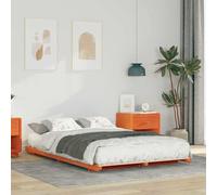 Teenpull Marco de cama de madera de pino macizo de 140 x 190 cm, con marco de metal resistente, cama moderna de madera para dormitorio, habitación de invitados y habitación juvenil, fácil de montar