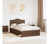 Teenpull Marco de cama de madera de roble marrón con cabecero de madera de pino macizo, cabecero de cama de 120 x 190 cm, cama doble con somier para dormitorio, habitación de invitados, habitación