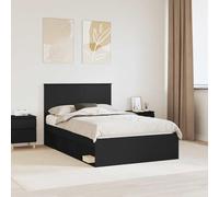 Teenpull Marco de cama negro de pino macizo de 120 x 190 cm con somier de láminas estable, moderno marco de madera para dormitorio, habitación de invitados y dormitorio juvenil