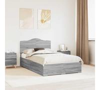 Teenpull Marco de cama Sonoma gris de madera de 120 x 190 cm con espacio de almacenamiento, cajones, cabecero, somier de láminas para dormitorio, habitación de invitados, habitación juvenil, moderno