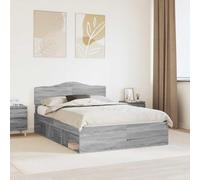 Teenpull Marco de cama Sonoma gris de pino macizo de 140 x 190 cm con somier, marco de cama estable para dormitorio, habitación de invitados, habitación juvenil, cama doble, confort