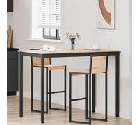 Teenpull Mesa de bar natural de pino macizo 140 x 80 x 105 cm con estructura de metal resistente y soporte de vigas en forma de H para cocina, comedor, sala de estar