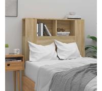 Teenpull Mueble cabecero Color Roble Sonoma en Madera contrachapada 100x18,5x102,5 cm con Cuatro Compartimentos para Dormitorio Juvenil hogar Hotel Descanso Lectura