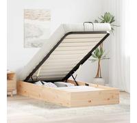 Teenpull Natural Ottoman Bed Frame with Storage, Pine Wood Platform Base, Gas Lift Canape for 100 x 200 cm Mattress, Easy Assembly, Indoor Bedroom Space Saving Support