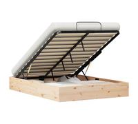 Teenpull Natural Ottoman Bed Frame with Storage, Pine Wood Structure, Gas Lift Platform Base, 120 x 190 cm Mattress Support, Space Saving Bedroom Furniture for Modern Home, Easy Assembly, Indoor Use