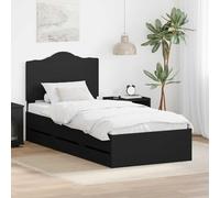 Teenpull Negro Cama somier Base lecho canapé 100 x 200 cm, cabecero y Estructura de Madera ingenieril, 6 cajones, Soporte de lámina, Dormitorio Interior