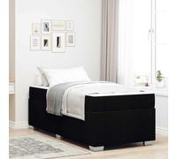 Teenpull Negro Cama somier Base lecho con colchón 80 x 200 cm, tapizado en Tela, Estructura de Madera con láminas, Soporte de 140 kg, Dormitorio Juvenil y Adulto, Descanso Diario