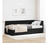 Teenpull Negro Terciopelo Cama somier Base lecho canapé con cabecero Estructura colchón 100 x 200 cm, Dormitorio Descanso Dormir Soporte lámina Plataforma Juvenil Adulto hogar Ahorro Espacio